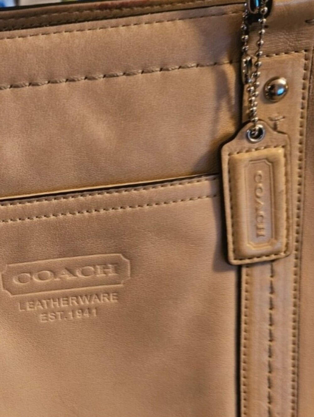 Coach East West Tan Camel Genuine Leatherware Tote with Hangtag - Picture 4 of 6